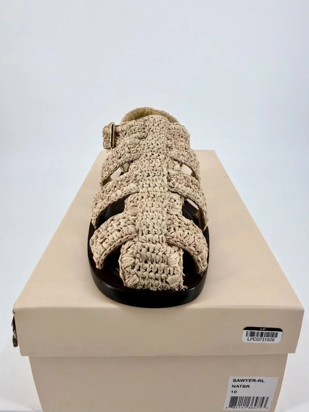 Loeffler Randall Sawyer Raffia Fisherman Sandals 10 NIB Woven Natural